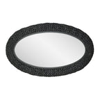 Athena 24x40 Oval Wall Mirror - Matte Black/Black Seagrass