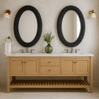 Athena 24x40 Oval Wall Mirror - Matte Black/Black Seagrass