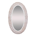 Athena 24x40 Oval Wall Mirror - Matte White/Whitewash Seagrass