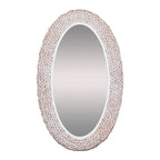 Athena 24x40 Oval Wall Mirror - Matte White/Whitewash Seagrass