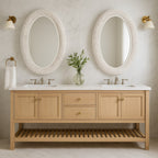 Athena 24x40 Oval Wall Mirror - Matte White/Whitewash Seagrass