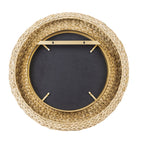 Athena 30-in Round Wall Mirror - French Gold/Natural Seagrass