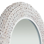 Athena 30-in Round Wall Mirror - Matte White/Whitewash Seagrass