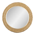 Athena 40-in Round Wall Mirror - French Gold/Natural Seagrass