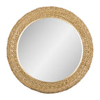 Athena 40-in Round Wall Mirror - French Gold/Natural Seagrass