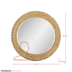 Athena 40-in Round Wall Mirror - French Gold/Natural Seagrass