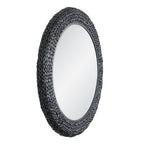 Athena 40-in Round Wall Mirror - Matte Black/Black Seagrass