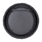 Athena 40-in Round Wall Mirror - Matte Black/Black Seagrass