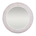 Athena 40-in Round Wall Mirror - Matte White/Whitewash Seagrass