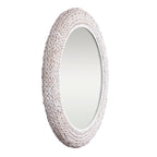 Athena 40-in Round Wall Mirror - Matte White/Whitewash Seagrass