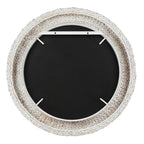 Athena 40-in Round Wall Mirror - Matte White/Whitewash Seagrass
