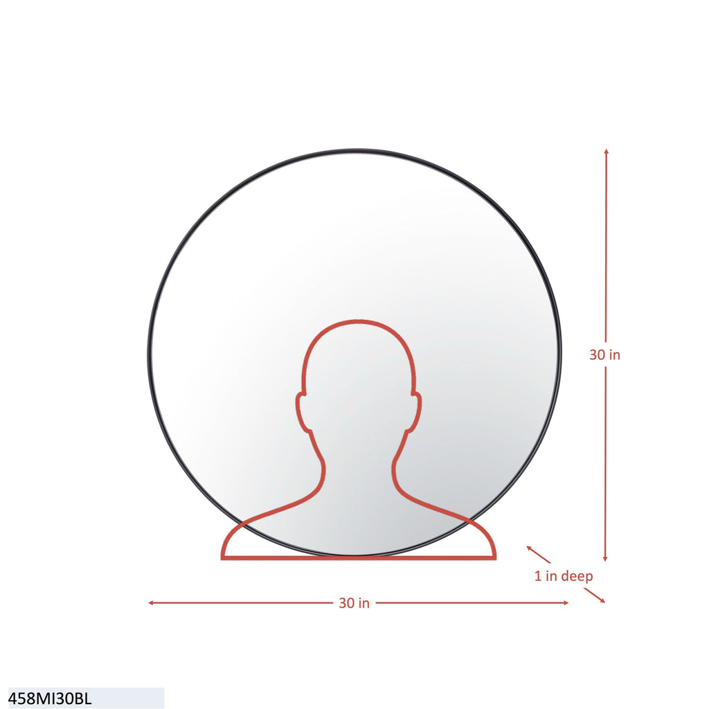 Tablet 30-in Round Wall Mirror - Black