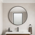 Tablet 30-in Round Wall Mirror - Black