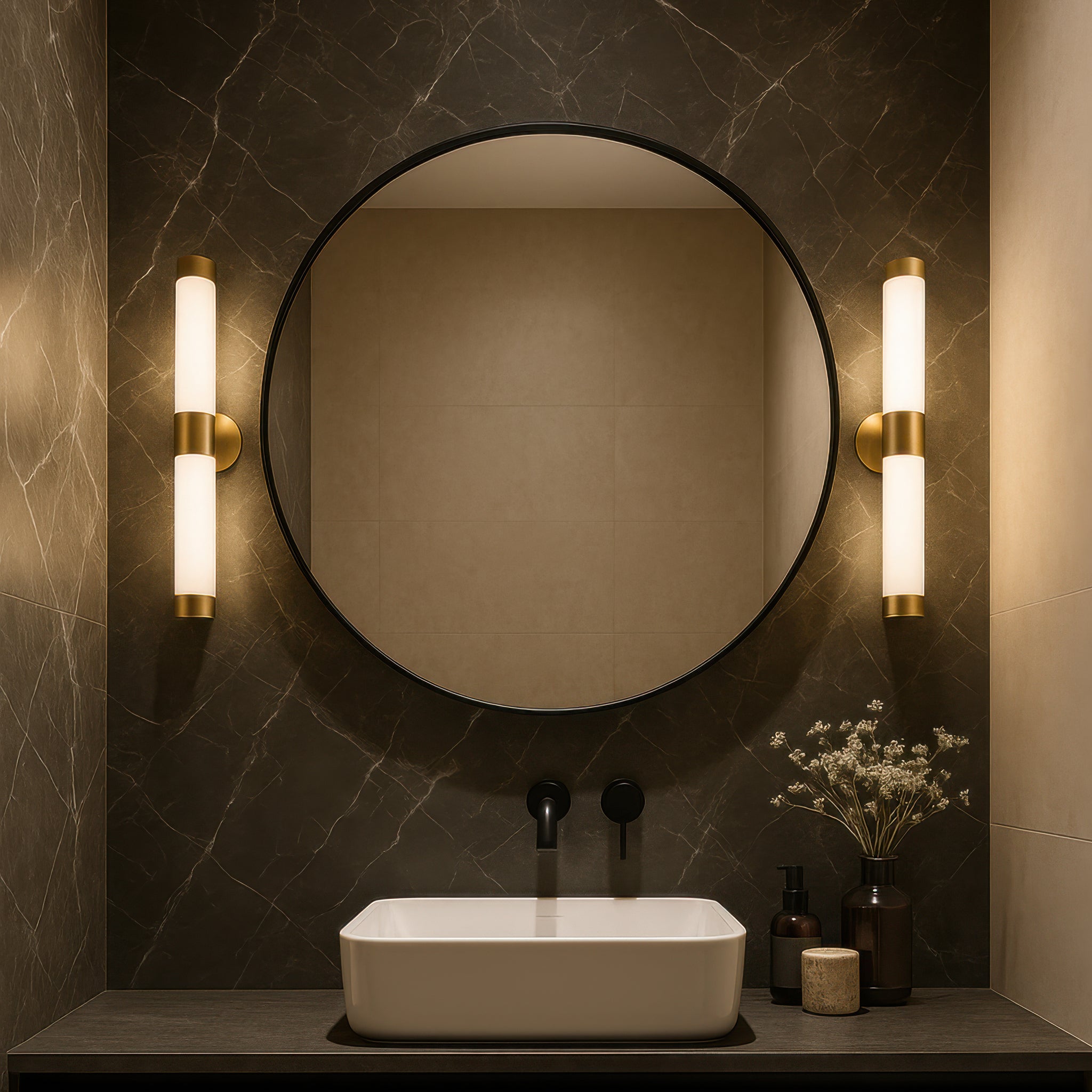 Tablet 30-in Round Wall Mirror - Black
