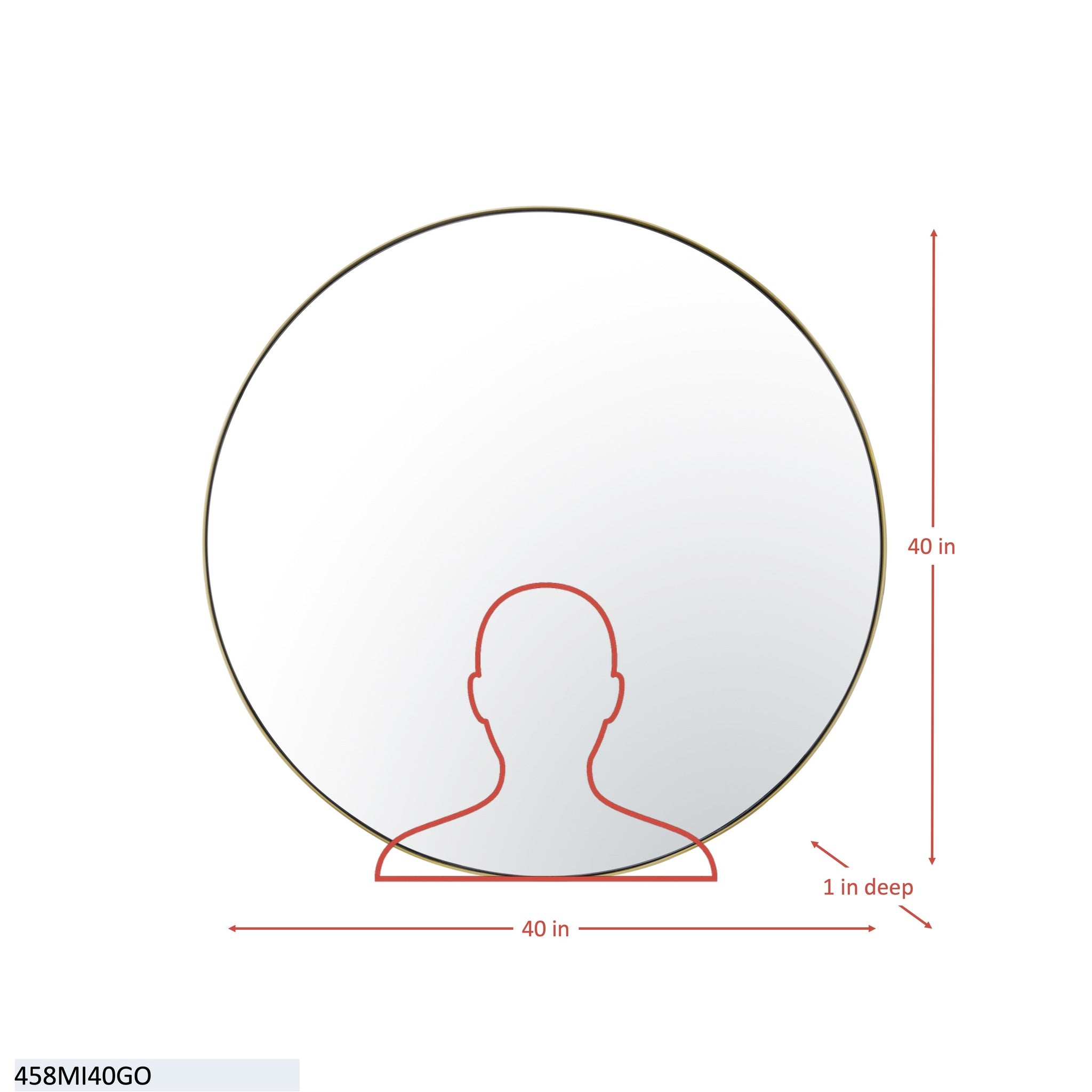 Tablet 40-in Round Wall Mirror - Gold