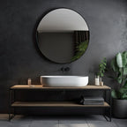 Tablet 50-in Round Wall Mirror - Black
