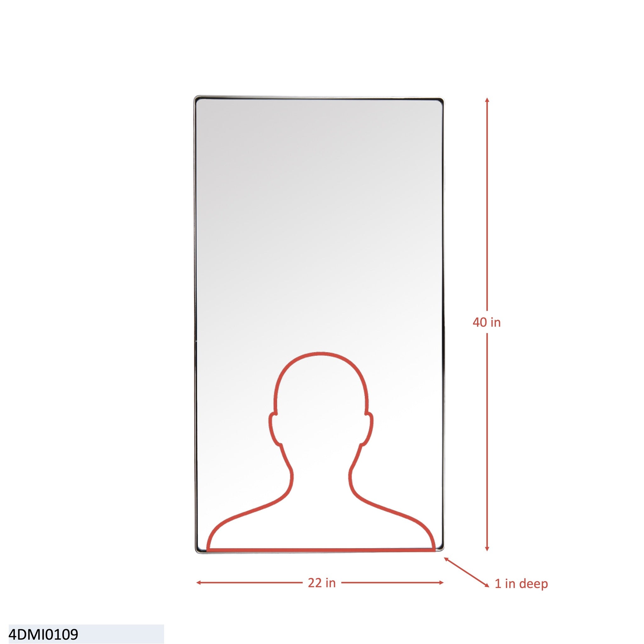 Kye 22x40 Rounded Rectangular Wall Mirror - Polished Nickel