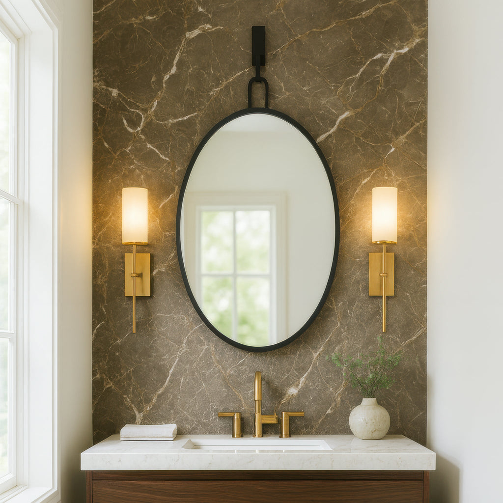 Stopwatch 22x30 Oval Powder Room Mirror - Black