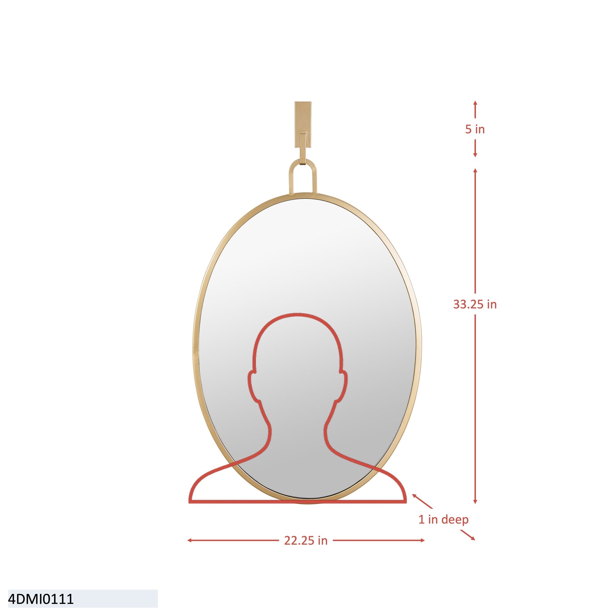 Stopwatch 22x30 Oval Powder Room Mirror - Black