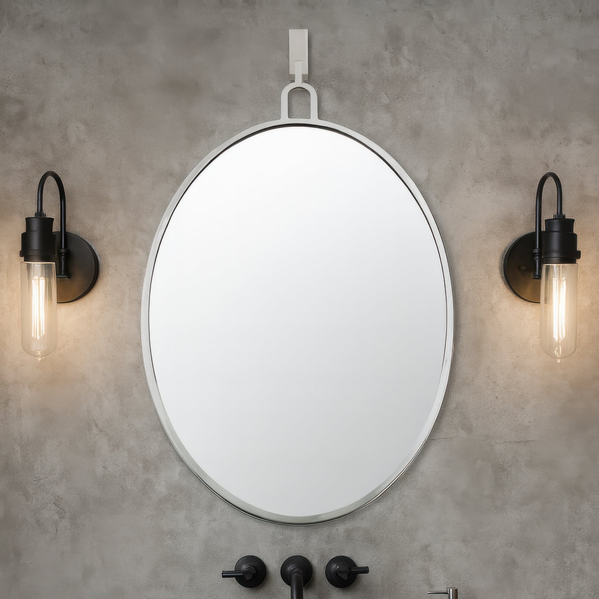 Stopwatch 22x30 Oval Powder Room Mirror - Polished Nickel