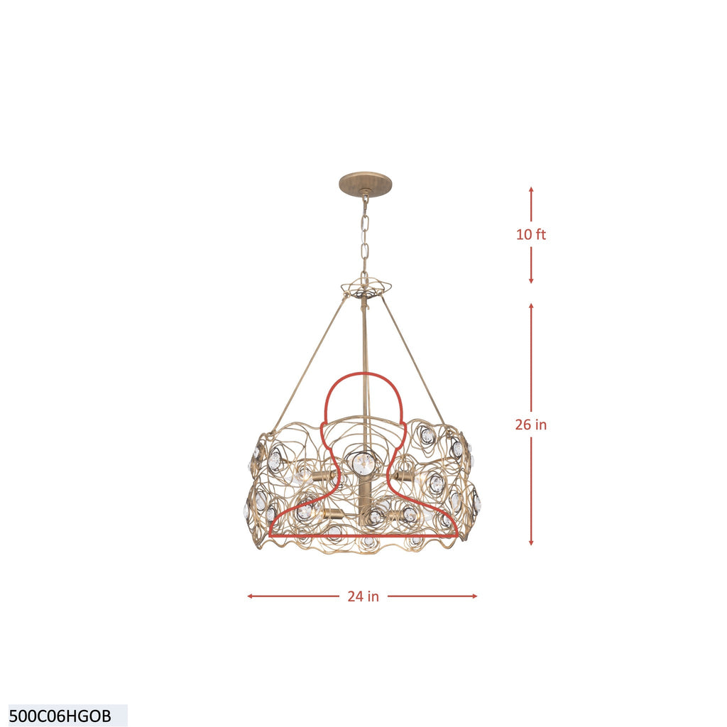 Ethereal Rose 6 Light Chandelier - Havana Gold Ombre