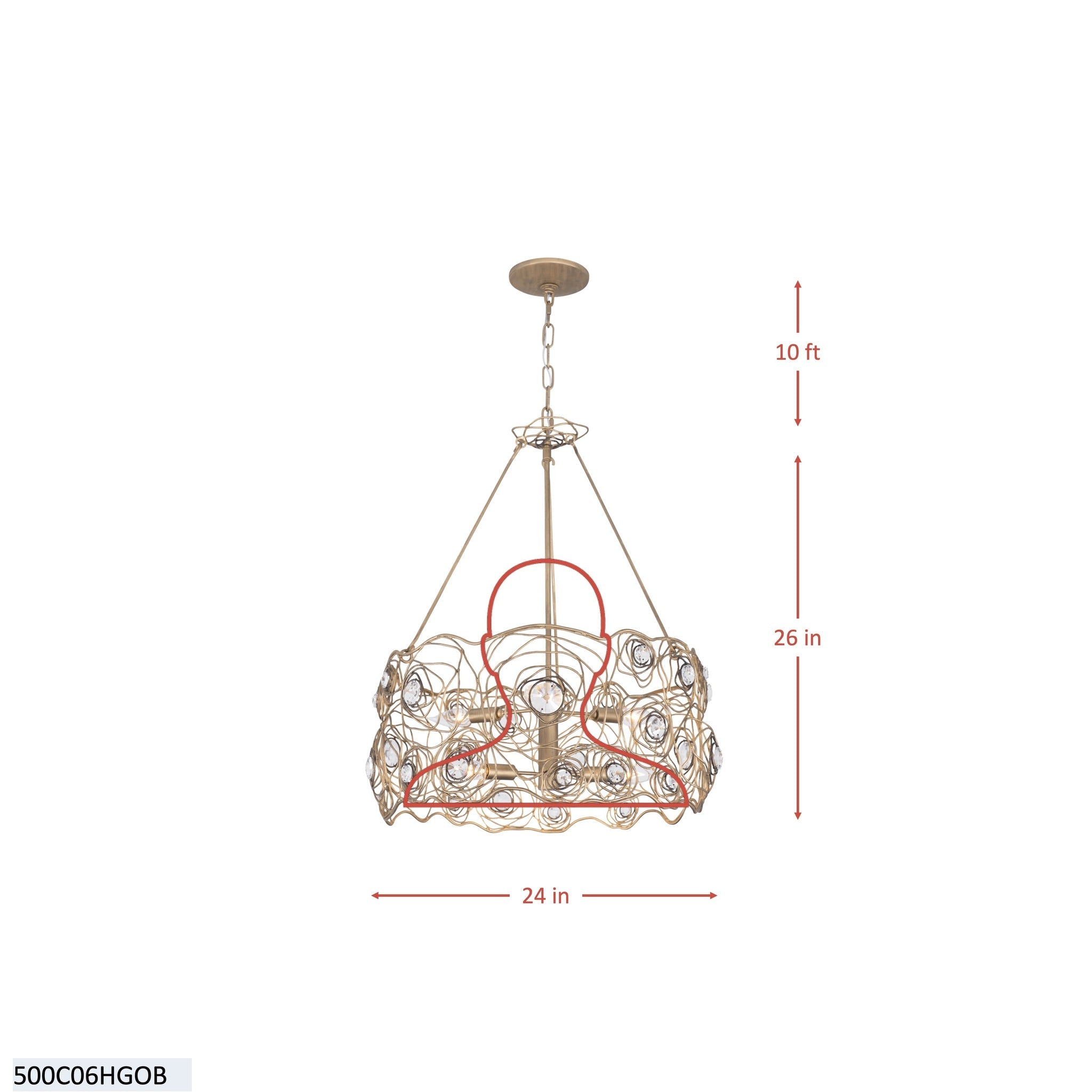 Ethereal Rose 6 Light Chandelier - Havana Gold Ombre