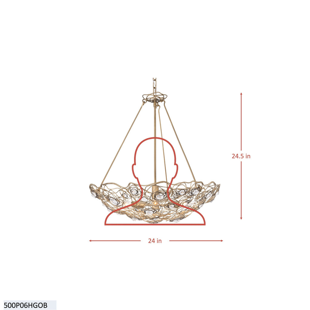 Ethereal Rose 6 Light Inverted Pendant - Havana Gold Ombre