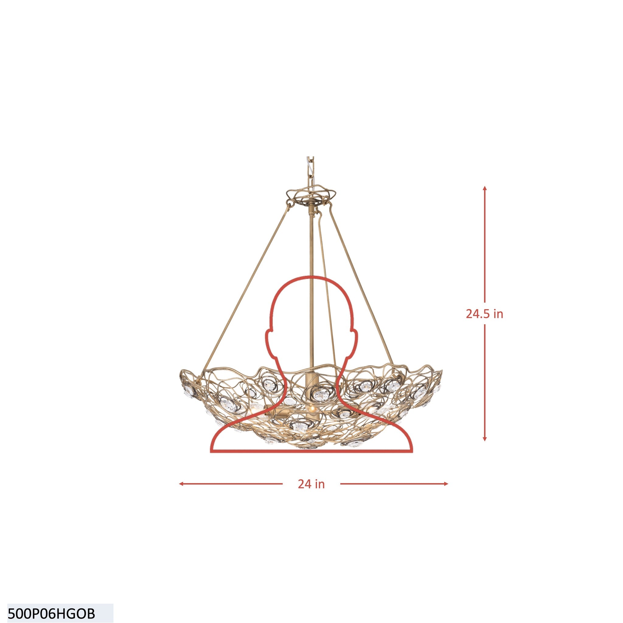 Ethereal Rose 6 Light Inverted Pendant - Havana Gold Ombre