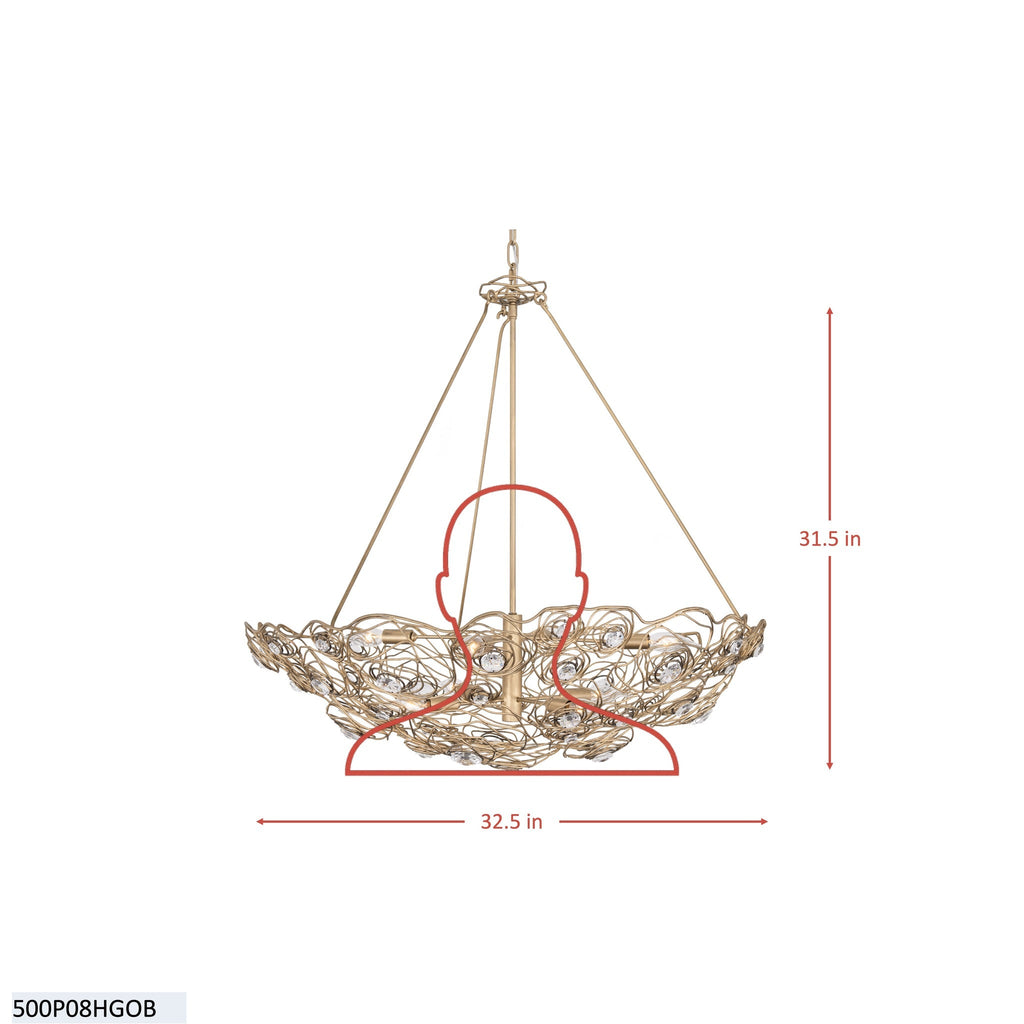 Ethereal Rose 8 Light Inverted Pendant - Havana Gold Ombre