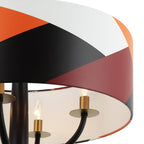 Patchwork 4 Light Pendant - Black/Satin Brass/Patchwork