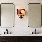Patchwork 2 Light Sconce - Black/Satin Brass/Patchwork