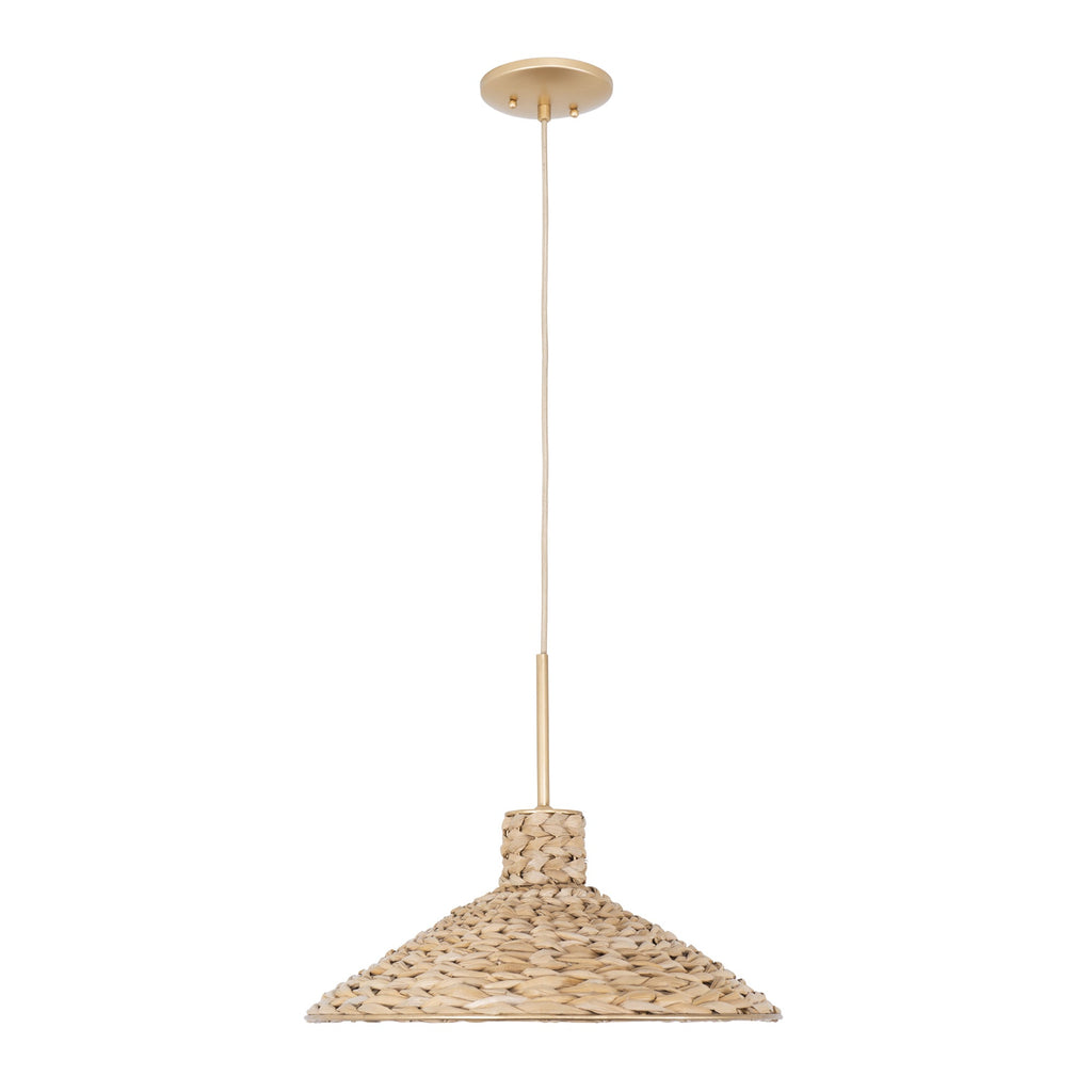 Hilton Head 1 Light Medium Pendant - French Gold/Natural Seagrass