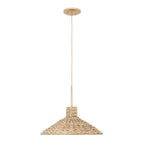 Hilton Head 1 Light Medium Pendant - French Gold/Natural Seagrass