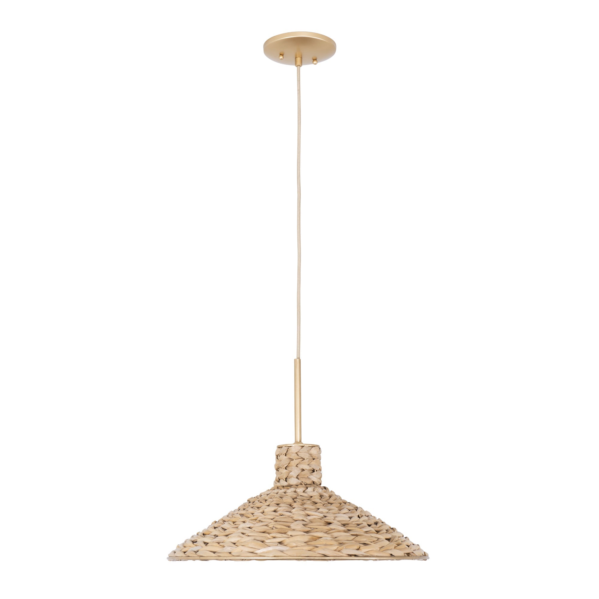Hilton Head 1 Light Medium Pendant - French Gold/Natural Seagrass