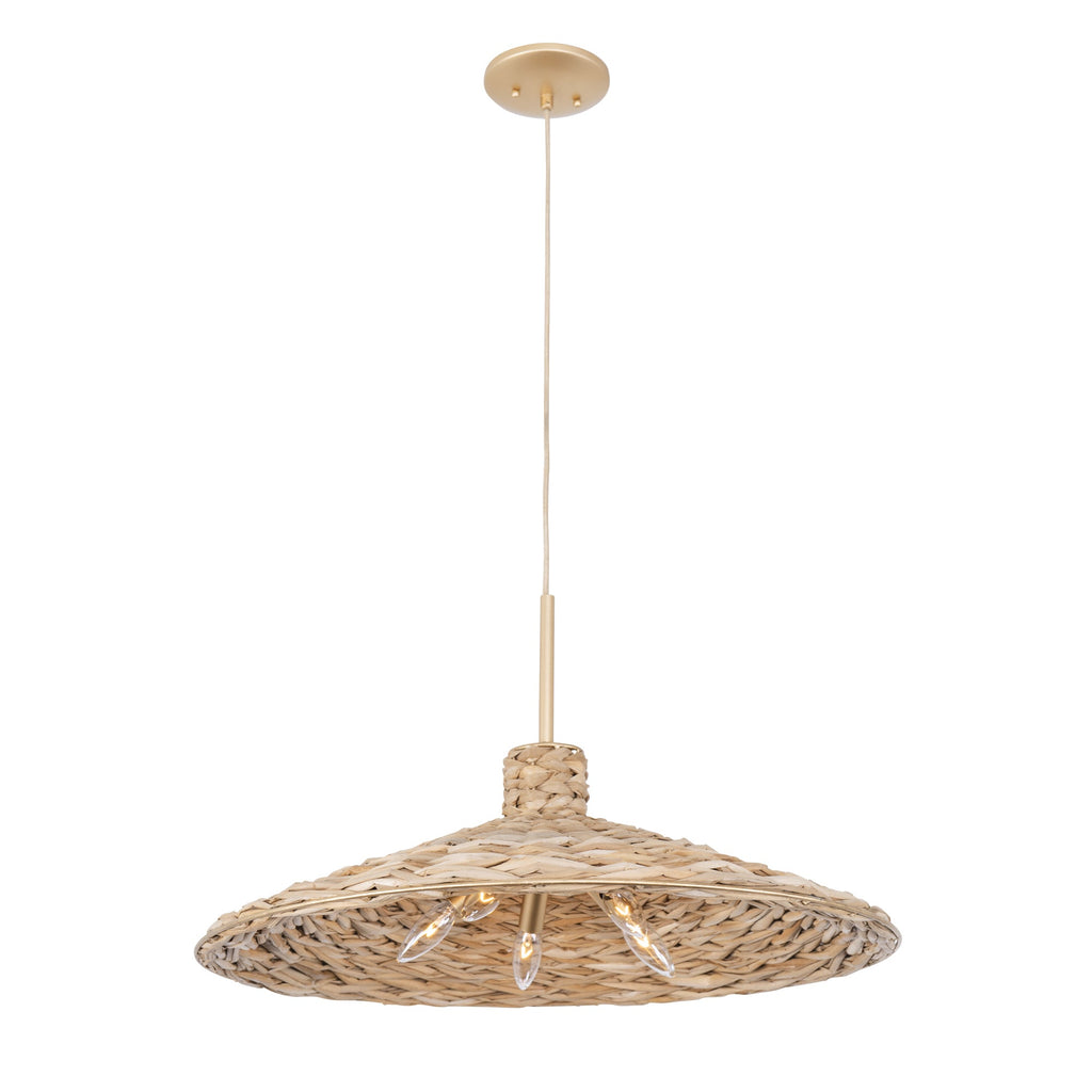 Hilton Head 5 Light Large Pendant - French Gold/Natural Seagrass