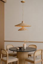 Hilton Head 9 Light 2-Tier Pendant - French Gold/Natural Seagrass