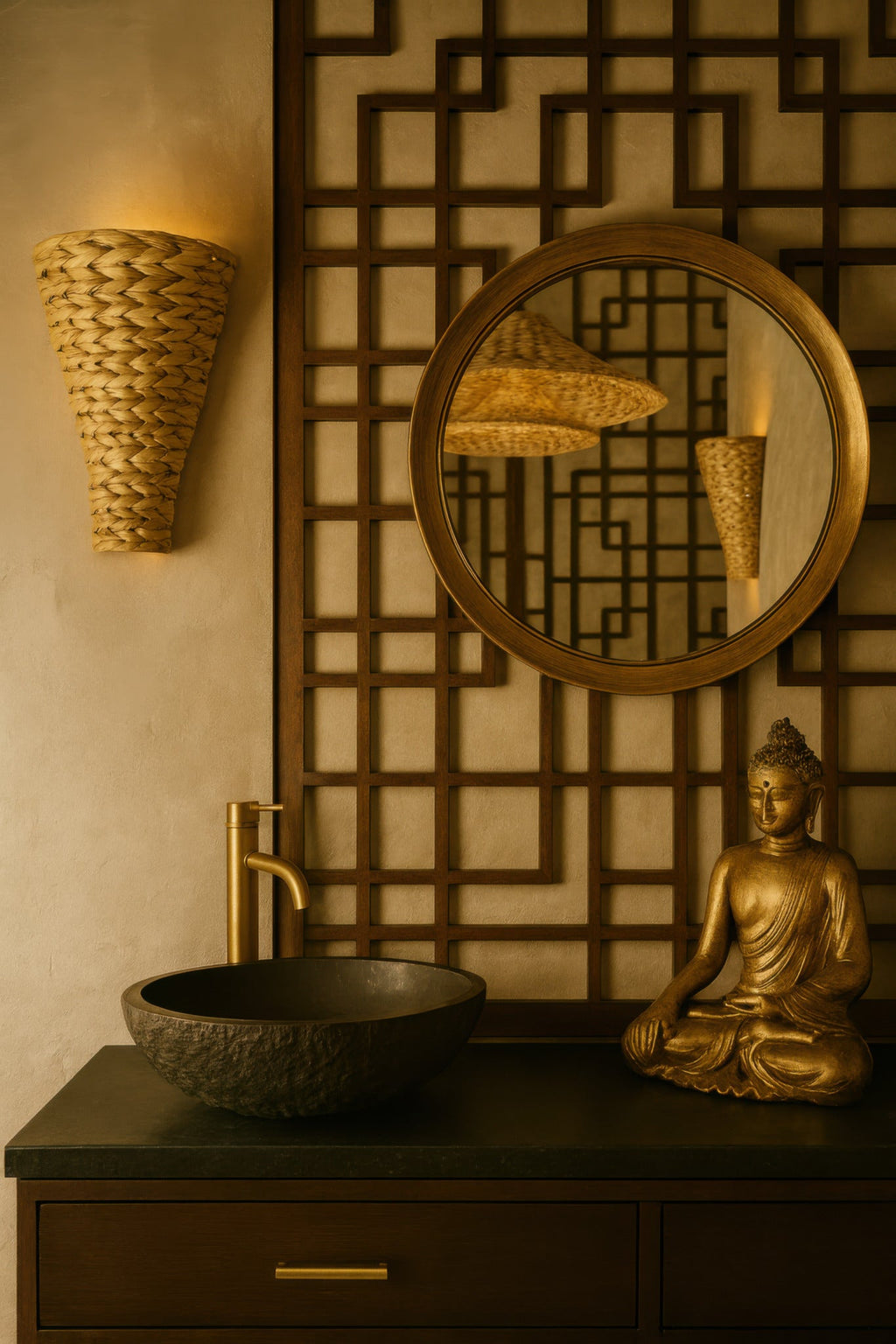 Hilton Head 1 Light Sconce - French Gold/Natural Seagrass