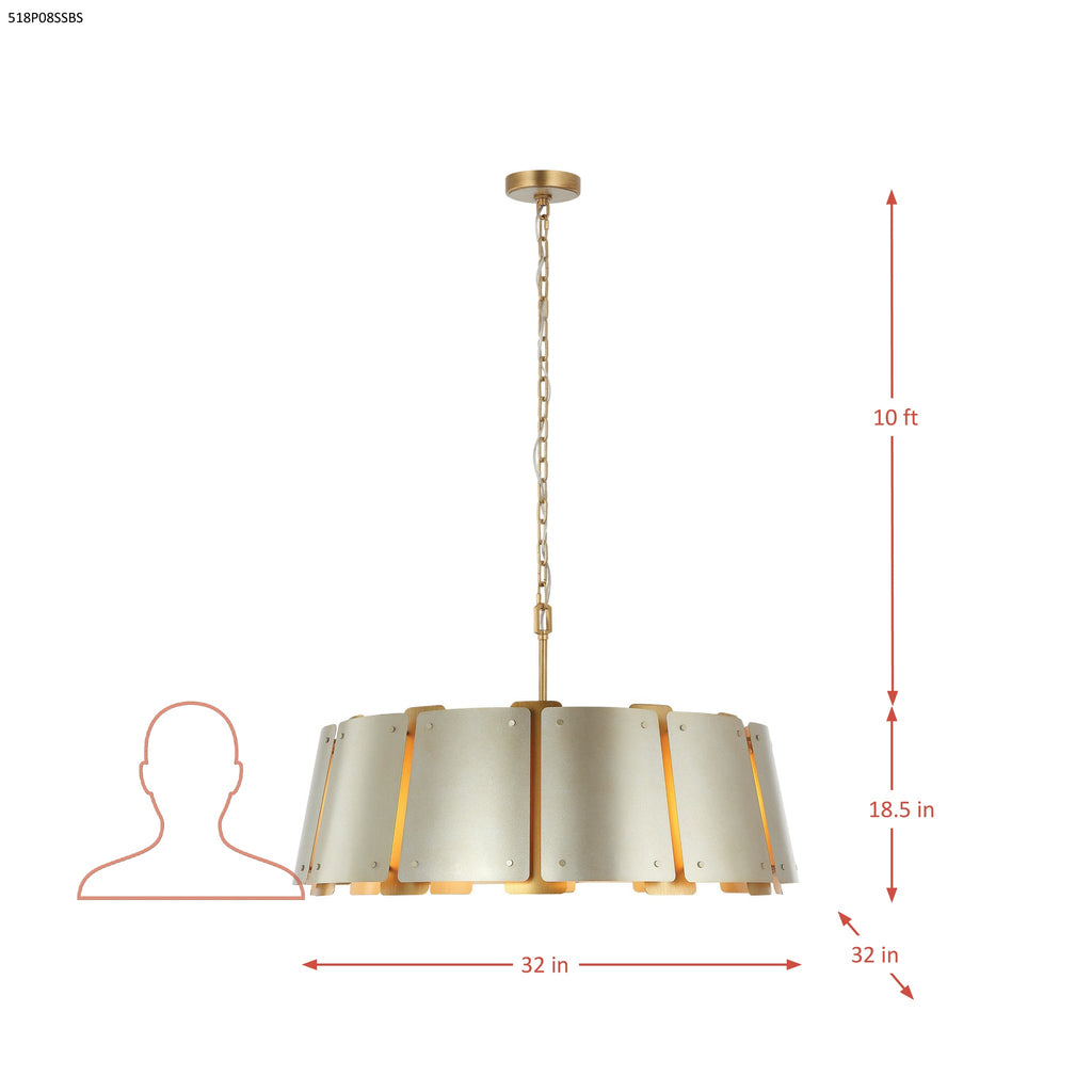 Peep Show 5 Light Pendant - Sunwashed Silver/Brushed Sienna