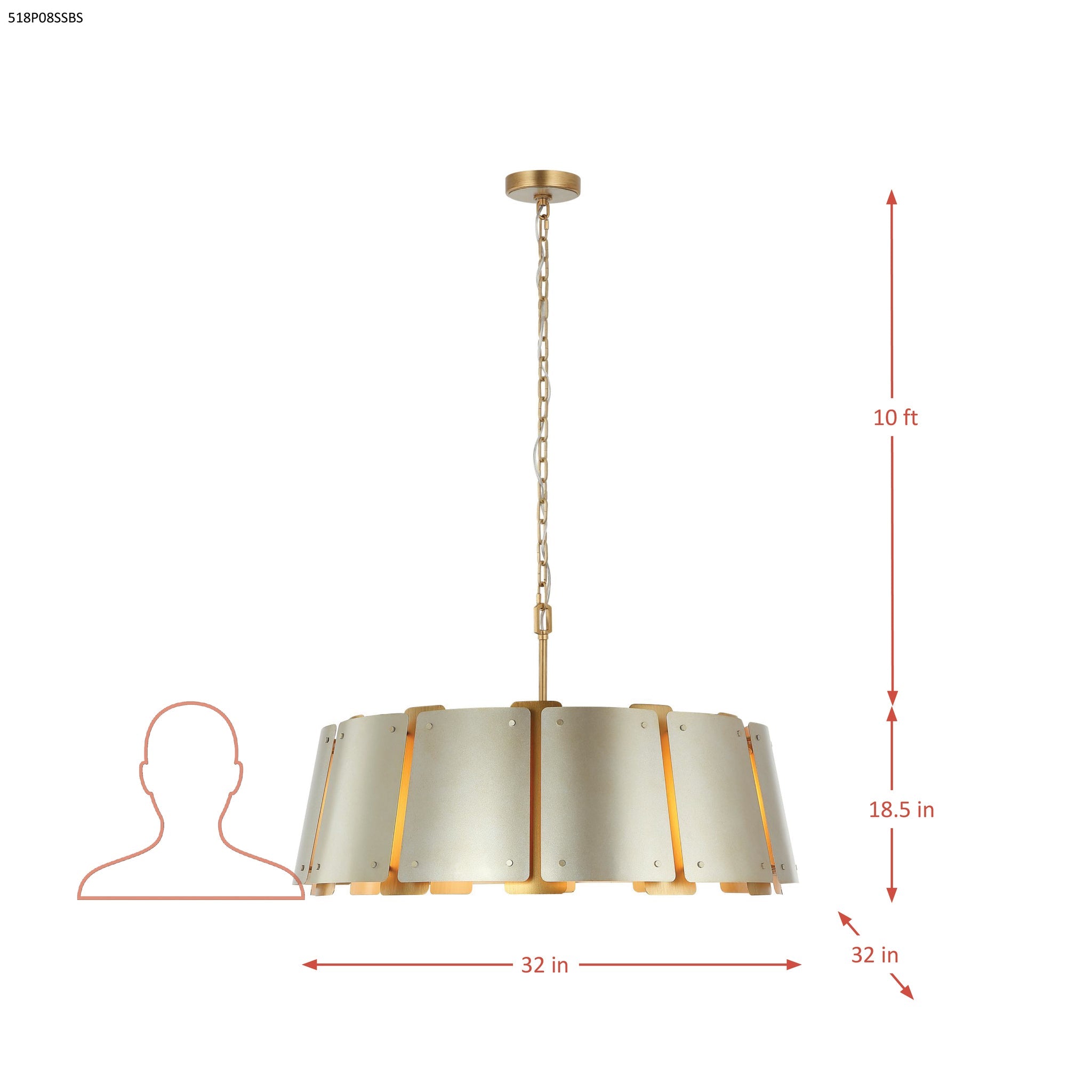 Peep Show 5 Light Pendant - Sunwashed Silver/Brushed Sienna
