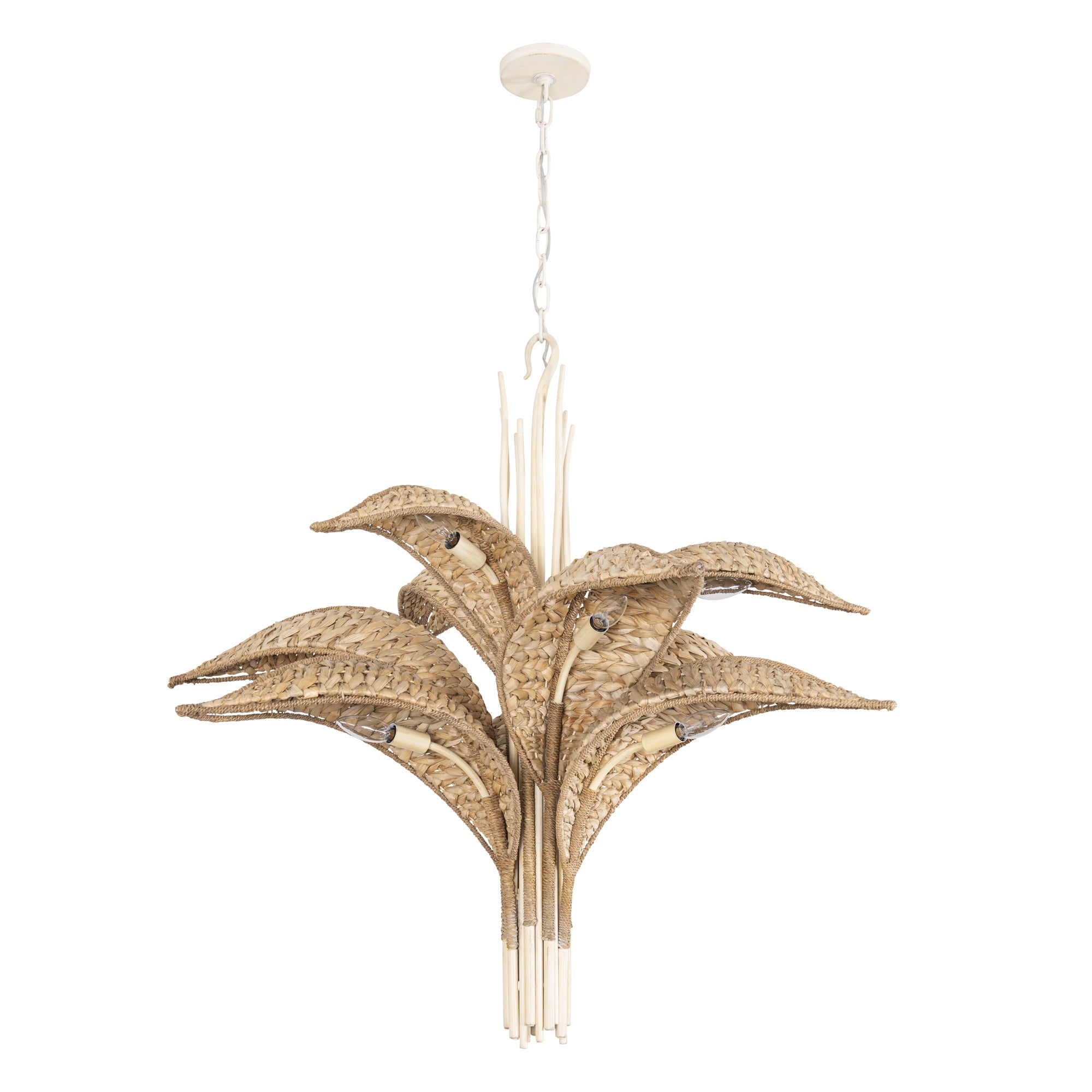 Century Palm 9 Light 3-Tier Chandelier - Country White