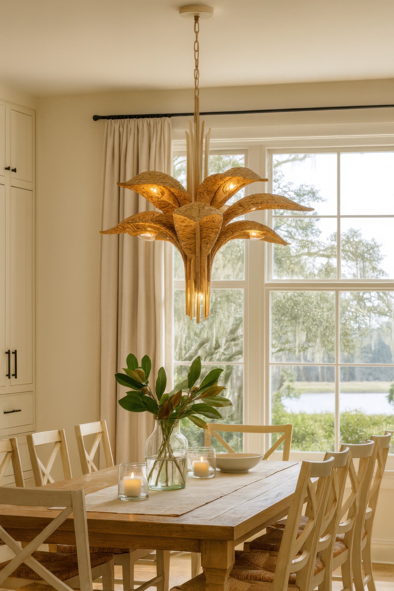 Century Palm 9 Light 3-Tier Chandelier - Country White