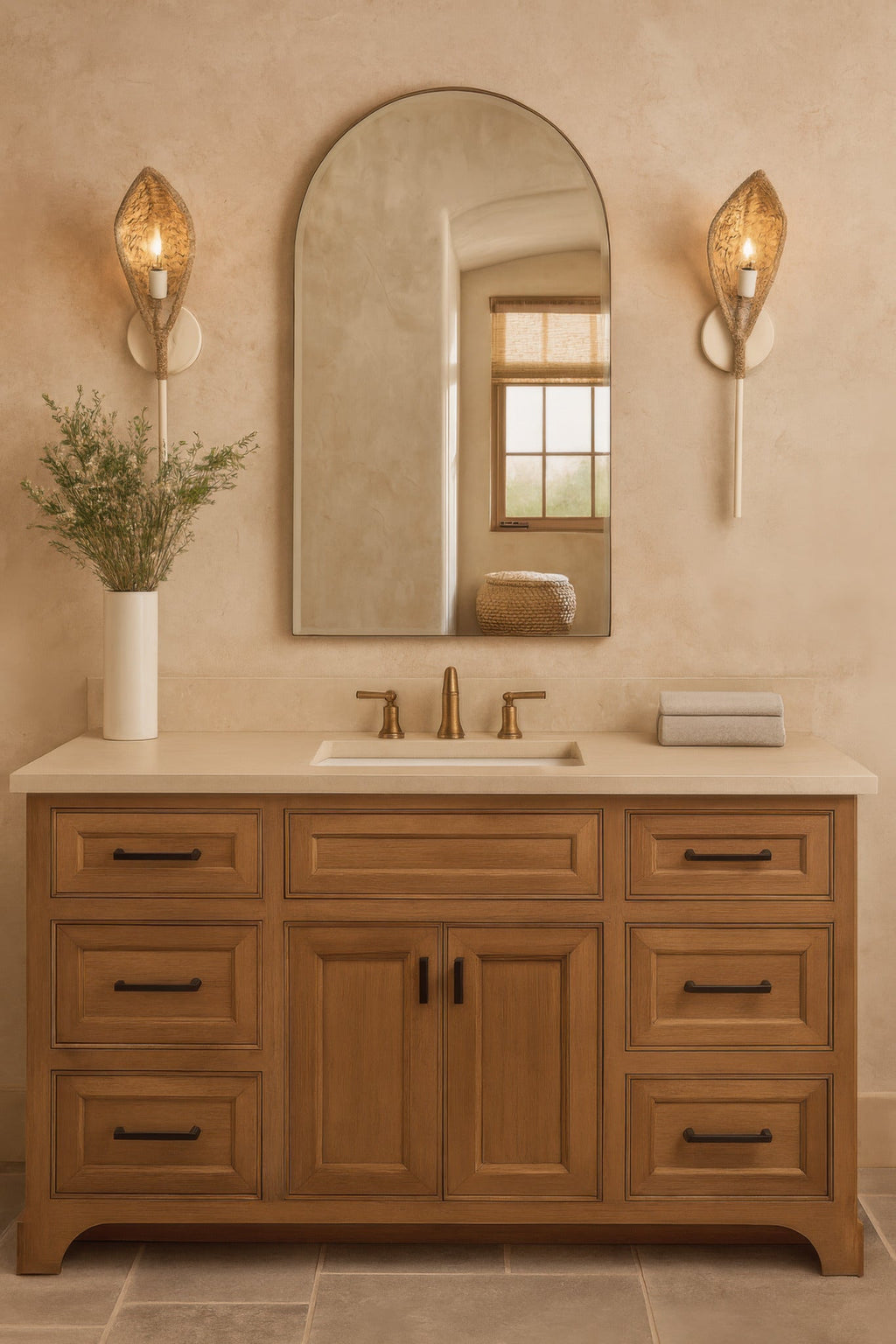 Century Palm 1 Light Sconce - Country White
