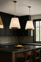 Desert Flyer 3 Light Foyer - Satin Brass/Medium Walnut