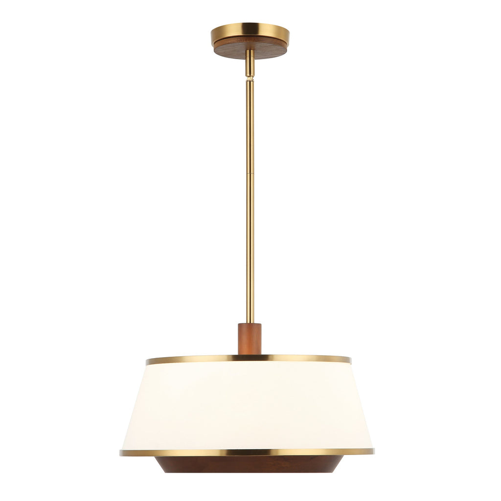 Desert Flyer 3 Light Convertible Pendant/Semi-Flush - Satin Brass/Medium Walnut