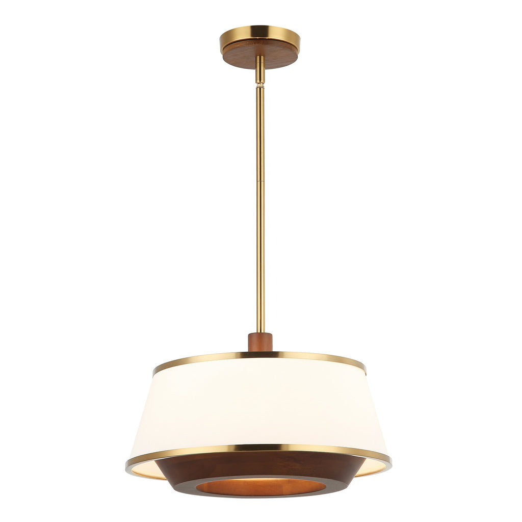 Desert Flyer 3 Light Convertible Pendant/Semi-Flush - Satin Brass/Medium Walnut