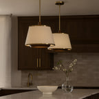 Desert Flyer 3 Light Convertible Pendant/Semi-Flush - Satin Brass/Medium Walnut