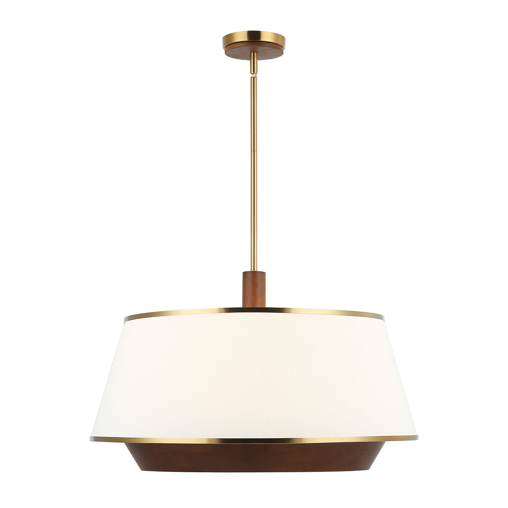 Desert Flyer 6 Light Pendant - Satin Brass/Medium Walnut