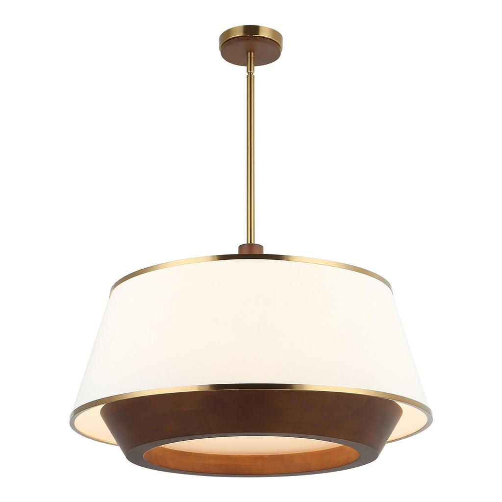 Desert Flyer 6 Light Pendant - Satin Brass/Medium Walnut