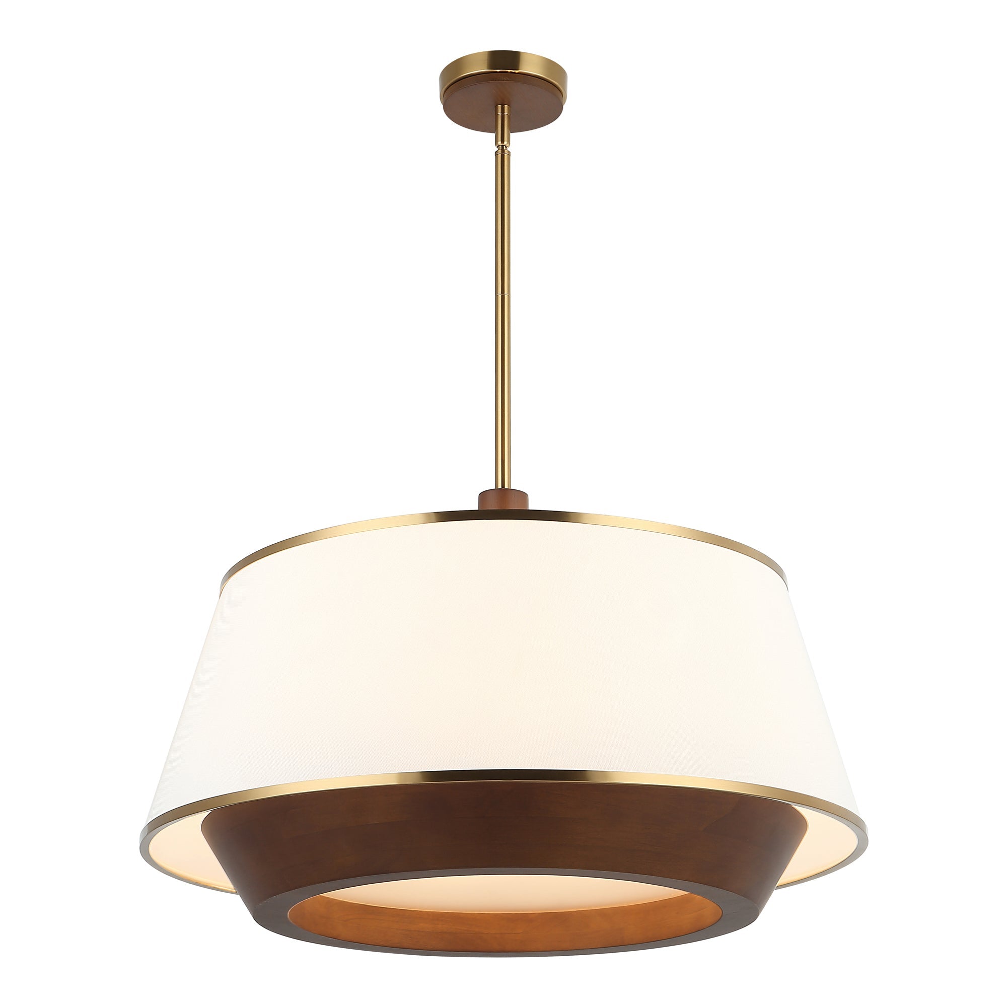Desert Flyer 6 Light Pendant - Satin Brass/Medium Walnut