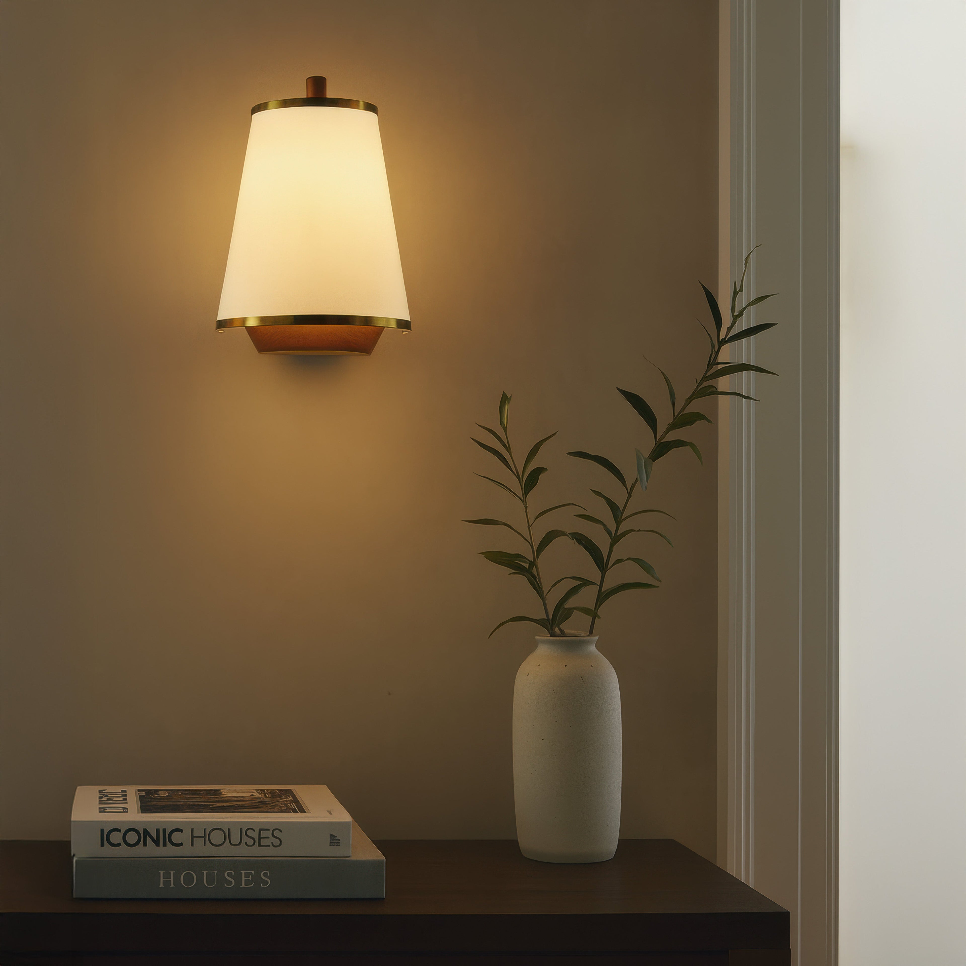 Desert Flyer 2 Light Sconce - Satin Brass/Medium Walnut
